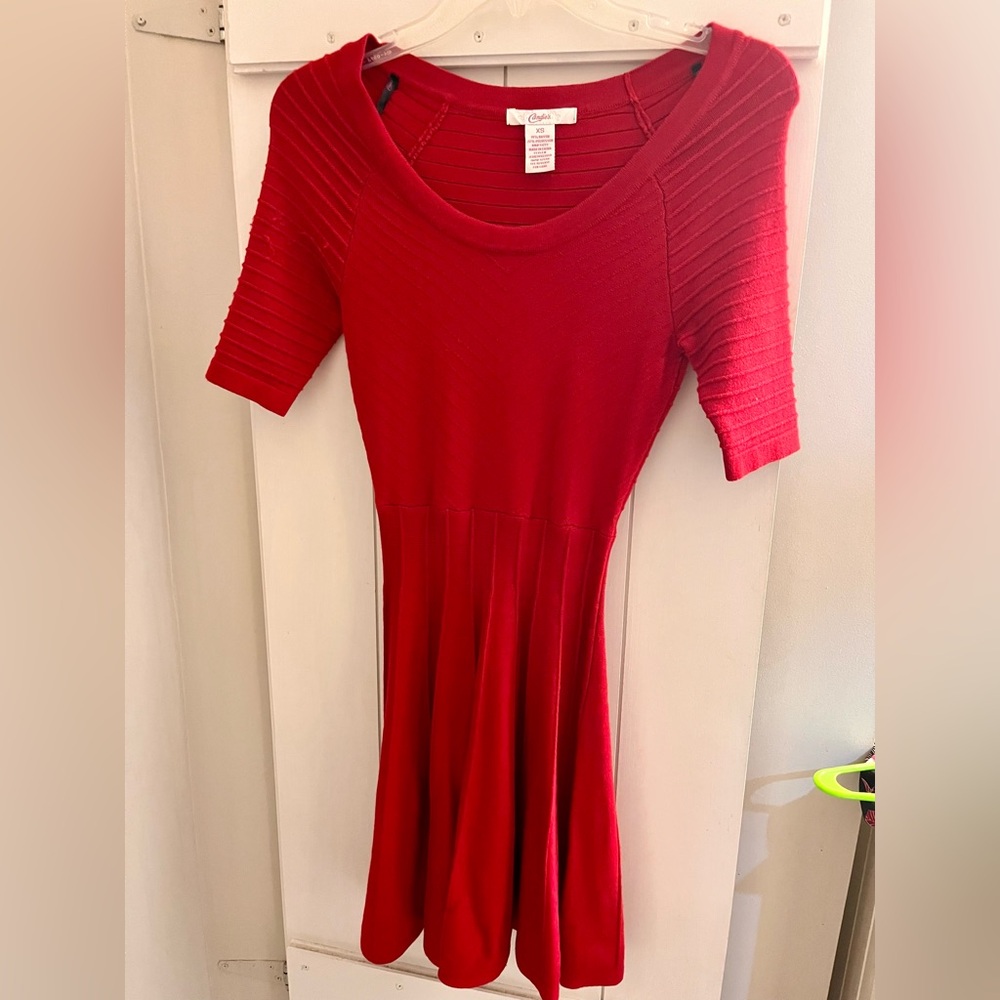 Candie's Vibrant Red Scoop-Neck Midi Dress